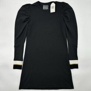 Emily McCarthy Easy Day Womens Size XS Black Puff Shoulder Long Sleeve Dress NWT